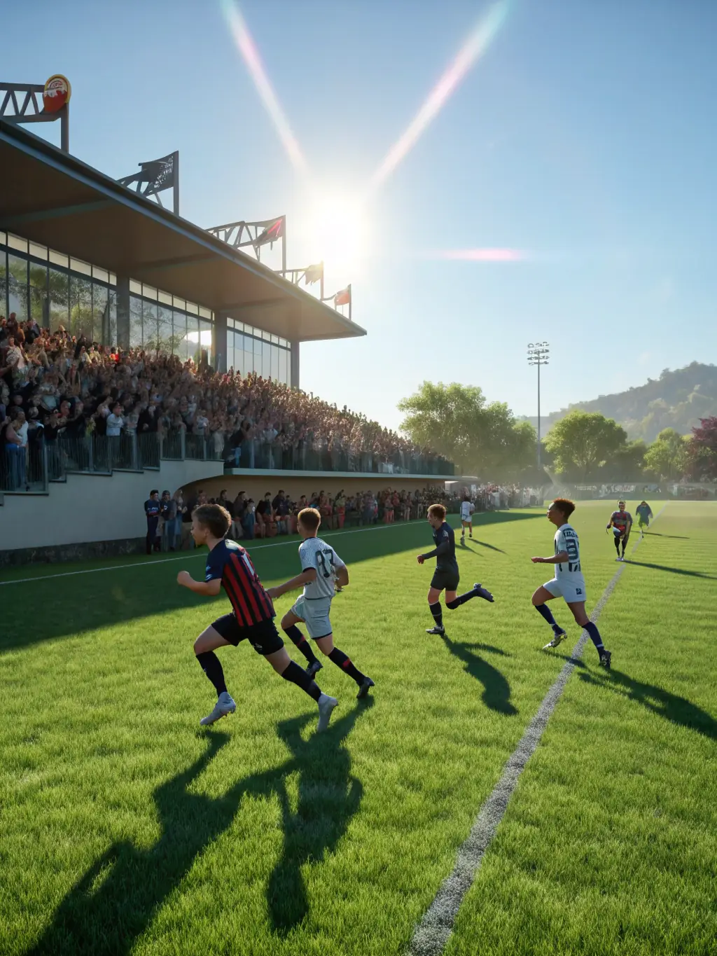 A community-focused image of families and supporters cheering during a local football event organized by USM SPORT MONTENDRAISE FOOT, highlighting the sense of community, sportsmanship, and shared passion for the sport.