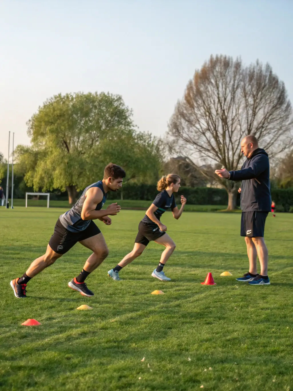 Players participating in a fitness training session, highlighting the physical benefits of playing football at USM SPORT MONTENDRAISE FOOT.